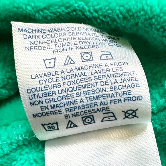 EUC Lands' End Soft Teddy Fleece L Petite Teal Green 1/4 Snap Pullover Pockets - Picture 9 of 10